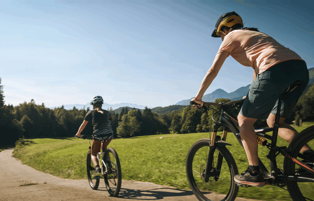 Riding a bike